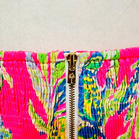 EUC LILLY PULITZER TROPICAL BUSTIER SMOCKED BARBIE BARBIECORE CROP TOP - Picture 4 of 9